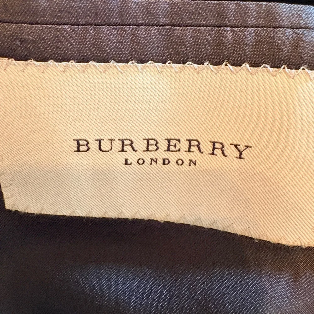 Burberry London Blazer Mens 46R Navy‎ Wool 3-Button Sport Coat Elbow Patches USA